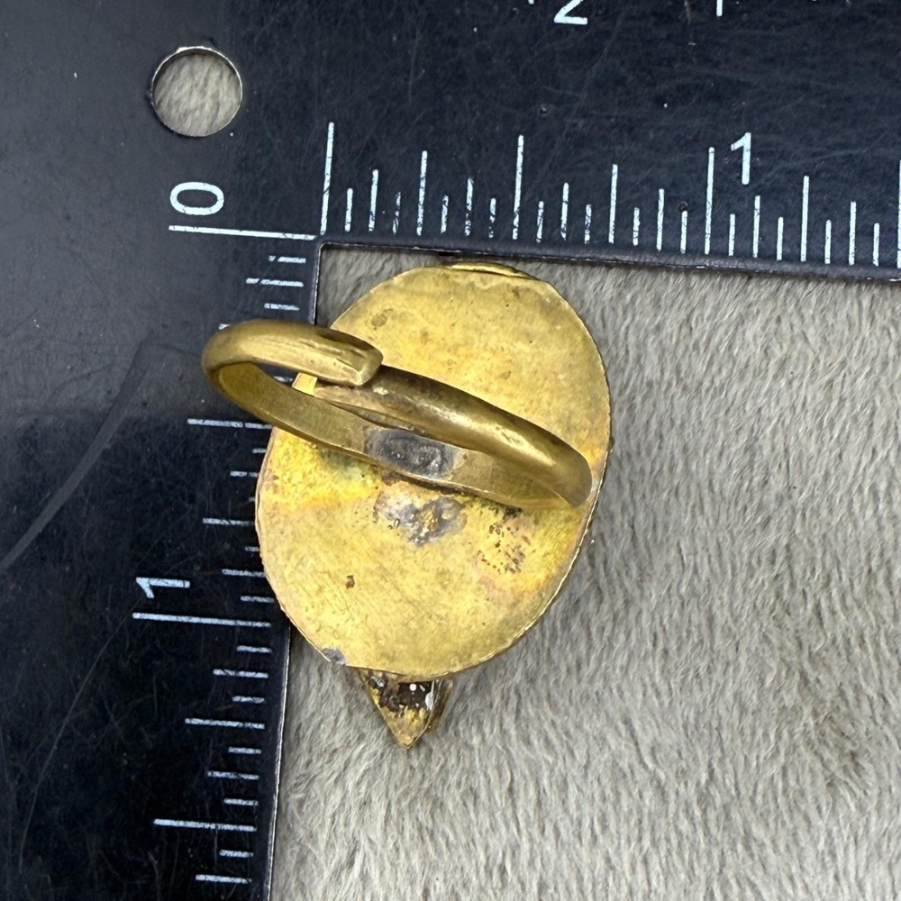 Vintage Coral Ring Brass Tibetan Buddha Ethnic Size 8 - Picture 15 of 15